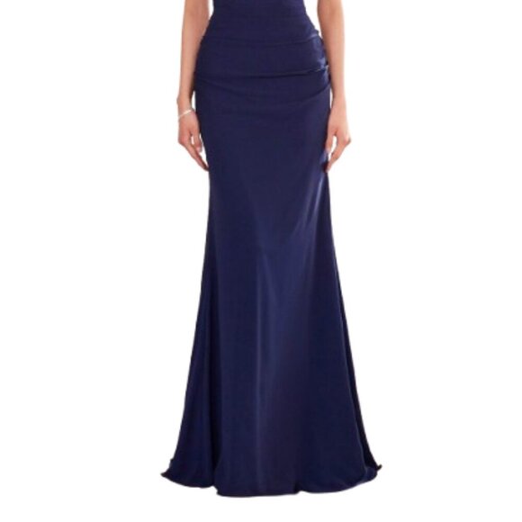 NWT Amoris T705 Chiffon Prom Dress Navy Blue Size XS - Picture 2 of 5
